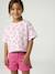 Cropped meisjesshirt met korte mouwen beige+ecru+roze (poederkleur) - vertbaudet enfant 