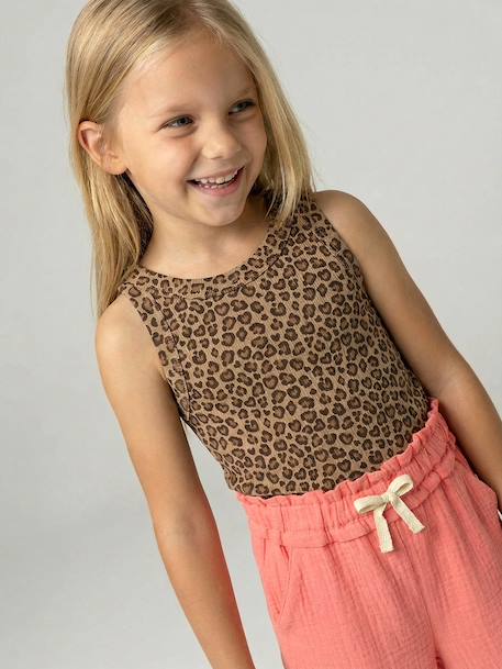 Meisjessweater in ribstof beige+blauw, gestreept+ecru+saliegroen - vertbaudet enfant 