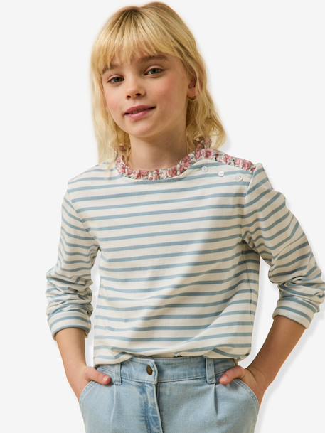 T-shirt met lange mouwen in maritieme stijl lichtroze. - vertbaudet enfant 