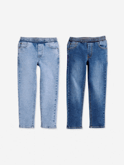 -Set van 2 slim-fit jeans met elastische en verstelbare taille