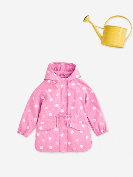 Regenjas met magische stippen voor meisjes bedrukte salie+hemelsblauw+lichtroze+rouge+rozen - vertbaudet enfant 