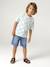 T-shirt met korte mouwen blauwgroen+wit - vertbaudet enfant 