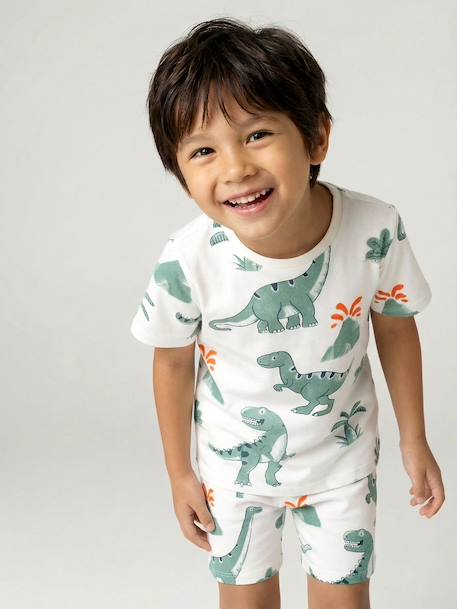 Set van 2 pyjamashorts voor jongens met dinosaurusprint saliegroen - vertbaudet enfant 