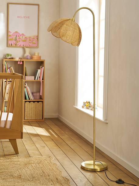 Rotan bloem metalen vloerlamp goud - vertbaudet enfant 