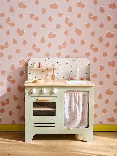 Houten keukentje met accessoires van FSC®-hout ecru+rozen+saliegroen - vertbaudet enfant 