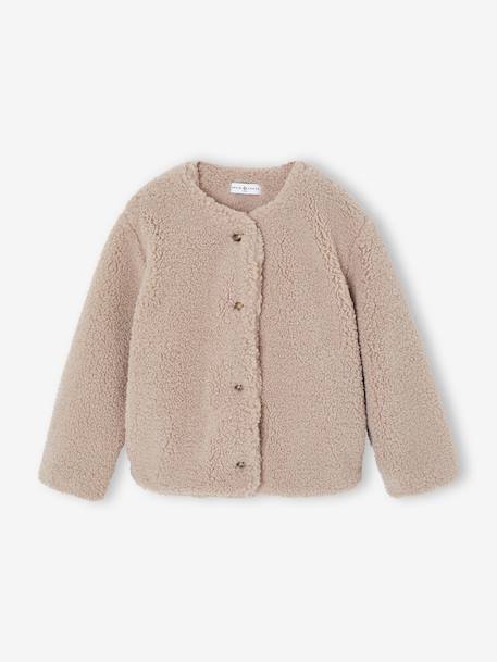 Sherpajas met luipaardvoering, capsulecollectie moeder-dochter ENVIE DE FRAISE taupe - vertbaudet enfant 