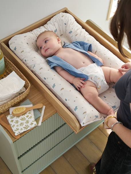 Houten commode met gegroefde laden groen - vertbaudet enfant 