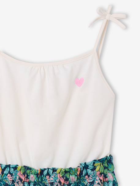 Meisjesjurk met fijne bretels marineblauw+oudroze - vertbaudet enfant 