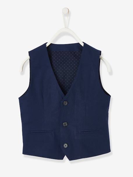 Mouwloos feestelijk jasje voor jongens katoen/linnen beige+blauw+donker marineblauw+lichtbeige+saliegroen - vertbaudet enfant 