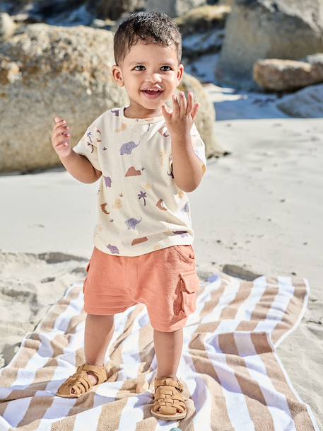 T-shirt baby jongen met print vanille - vertbaudet enfant 