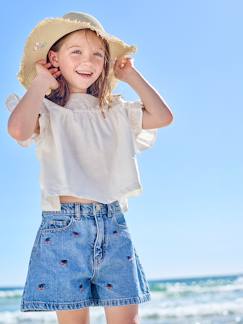 -Geborduurde short voor meisjes