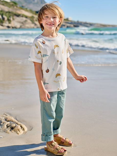 T-shirt met korte mouwen blauwgroen+wit - vertbaudet enfant 