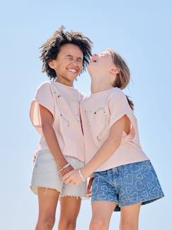-Short voor meisjes van twill met riem om te knopen