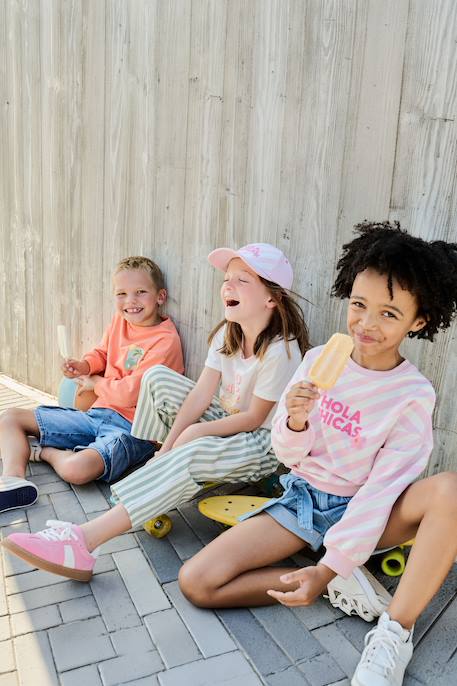 Geprinte sweater voor meisjes rozen - vertbaudet enfant 