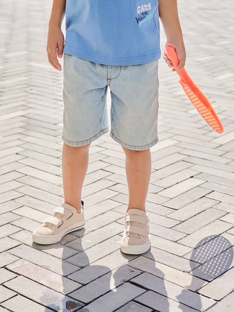 Denim jongensbermuda, gemakkelijk aan te trekken blauw, bedrukt+blauw, gestreept+denimgrijs+double stone+stone - vertbaudet enfant 