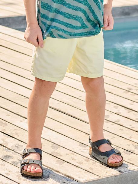Elastische bermuda voor jongens dennen+jeansblauw+pastelgeel - vertbaudet enfant 