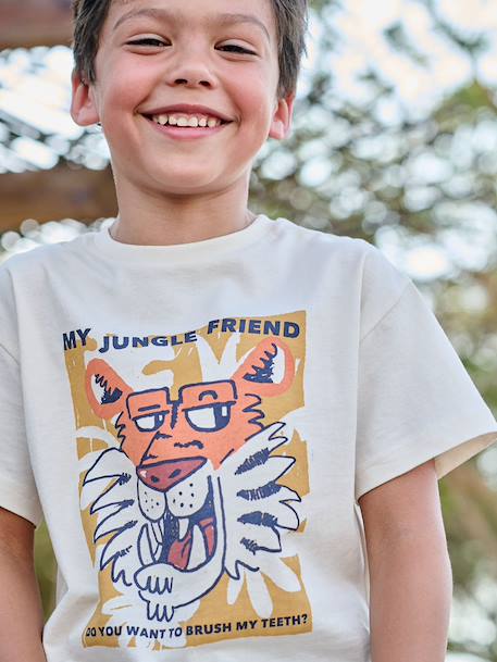 T-shirt jongen korte mouwen dieren dennen+ecru+wit - vertbaudet enfant 