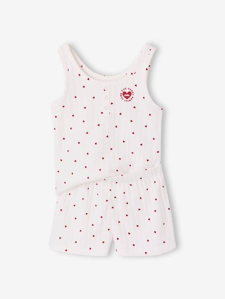 Meisjes pyjamashort top met bretels katoen ecru - vertbaudet enfant 
