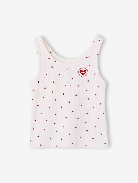 Meisjes pyjamashort top met bretels katoen ecru - vertbaudet enfant 