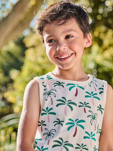 Hemdje voor jongens met tropische print wit, bedrukt - vertbaudet enfant 