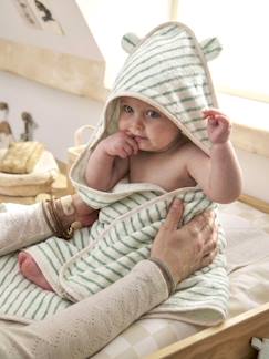-Personaliseerbare badcape met jacquardstrepen en washandje