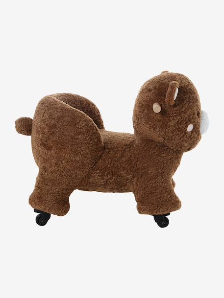 Houten dier op wielen FSCÂ® bruin+chocoladebruin+rozen+wit - vertbaudet enfant 