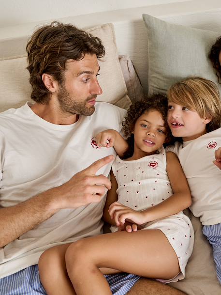 Meisjes pyjamashort top met bretels katoen ecru - vertbaudet enfant 