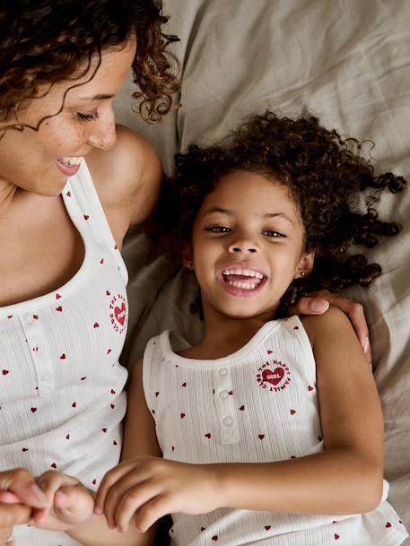 Meisjes pyjamashort top met bretels katoen ecru - vertbaudet enfant 