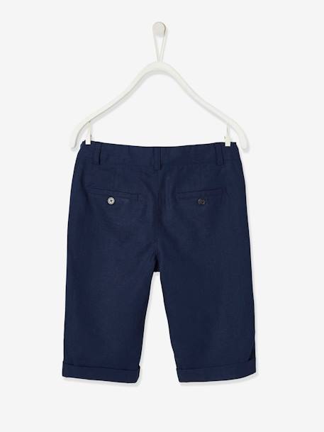 Jongensbermuda van katoen/linnen beige+blauw+donker marineblauw+lichtbeige+saliegroen - vertbaudet enfant 