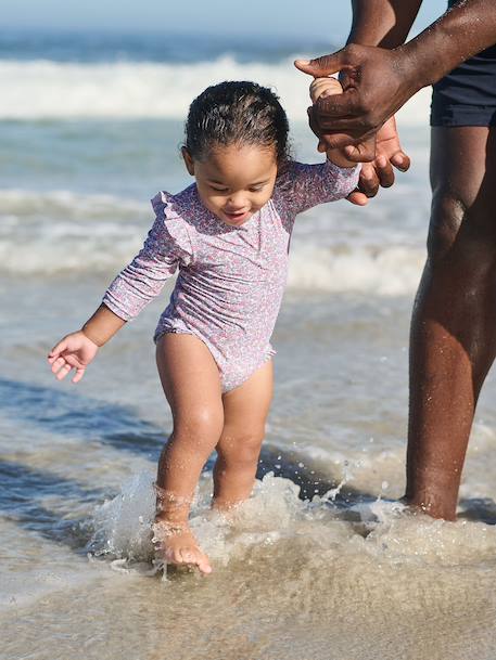 Badpak met lange mouwen en UV-bescherming ecru - vertbaudet enfant 