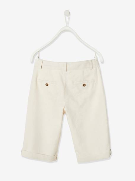 Jongensbermuda van katoen/linnen beige+blauw+donker marineblauw+lichtbeige+saliegroen - vertbaudet enfant 