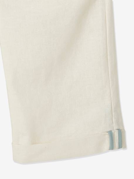 Jongensbermuda van katoen/linnen beige+blauw+donker marineblauw+lichtbeige+saliegroen - vertbaudet enfant 
