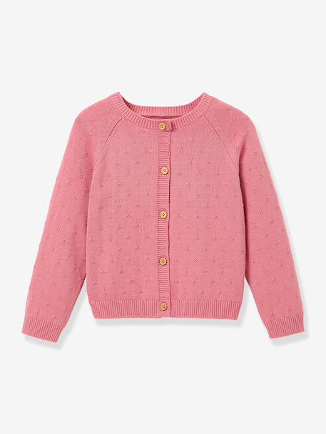 Vestje voor meisjes met fantasie steken CYRILLUS ecru+lichtroze - vertbaudet enfant 
