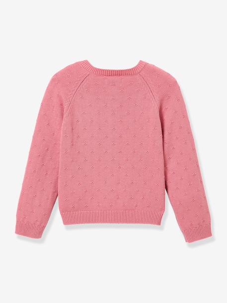 Vestje voor meisjes met fantasie steken CYRILLUS ecru+lichtroze - vertbaudet enfant 