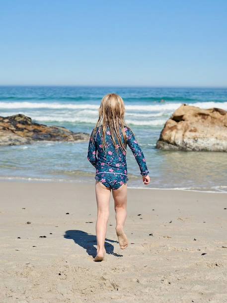 UV-werend badpak voor meisjes marineblauw - vertbaudet enfant 