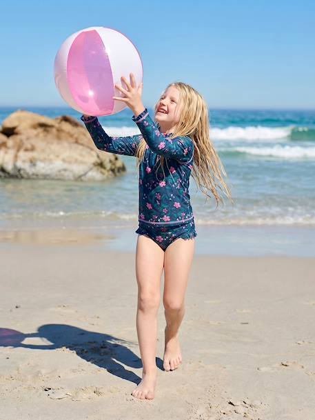 UV-werend badpak voor meisjes marineblauw - vertbaudet enfant 