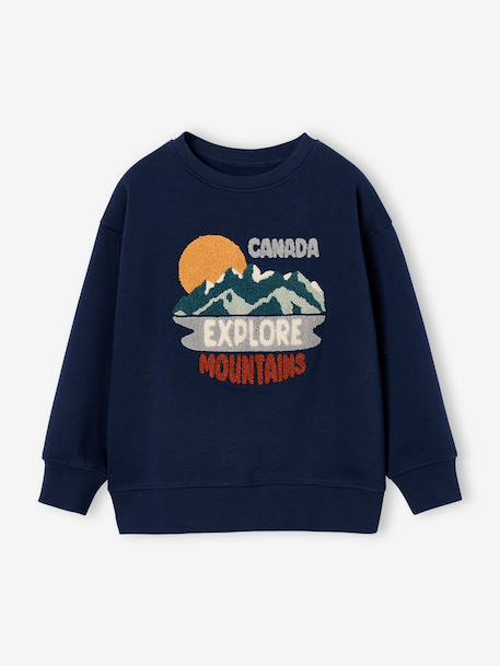 Sweatshirt met ronde hals voor jongens marineblauw+terracottategel - vertbaudet enfant 