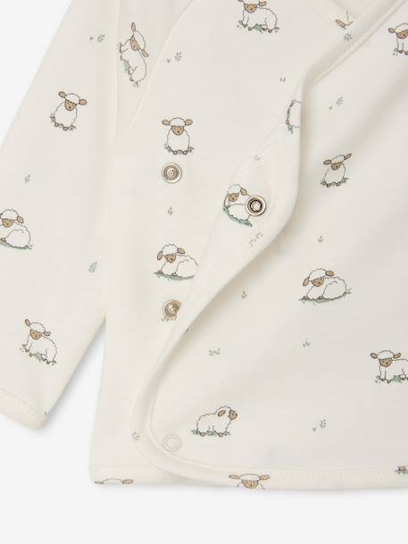 Newborn wikkelshirt met lange mouwen cappuccino+ecru+saliegroen - vertbaudet enfant 