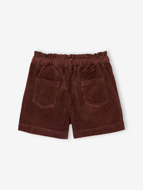 Fluwelen short met paperbag-vorm meisjes chocoladebruin+grijs+groenblauw+kameel+kaneel+zachtpaars - vertbaudet enfant 
