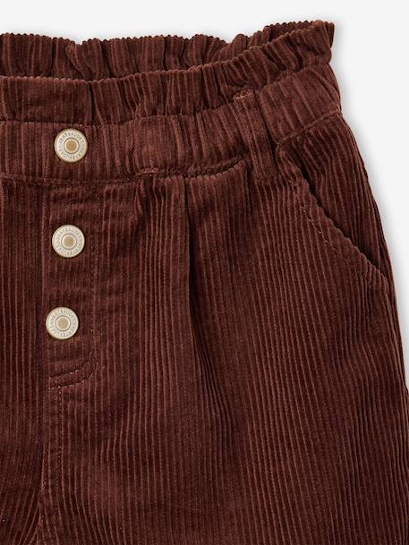 Fluwelen short met paperbag-vorm meisjes chocoladebruin+grijs+groenblauw+kameel+kaneel+zachtpaars - vertbaudet enfant 