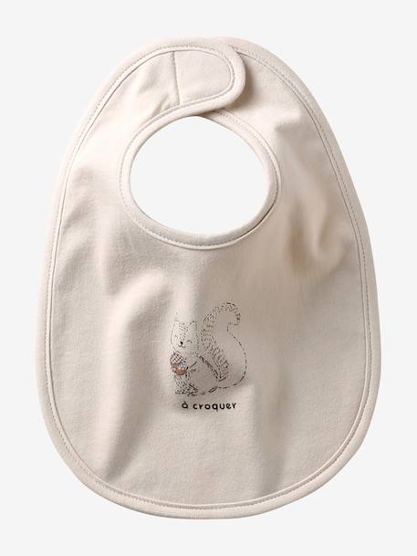 Set van 7 babyslabbetjes beige, bedrukt+blauwgroen+Egel+jungle wit+lichtroze+touw - vertbaudet enfant 
