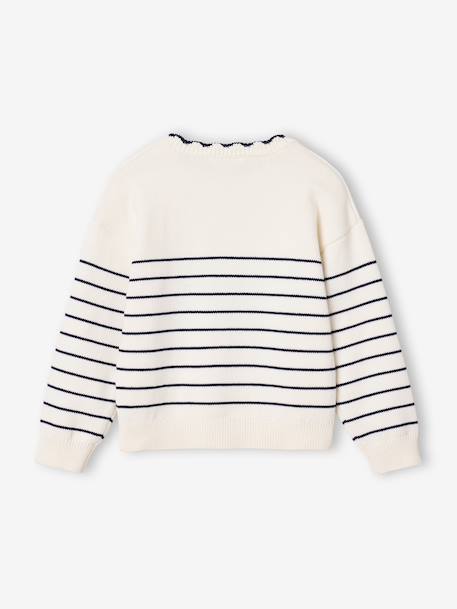Gestreepte meisjestrui met lange mouwen framboos+marineblauw+rozen - vertbaudet enfant 