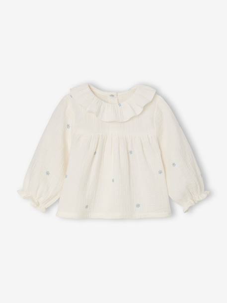 Babyblouse met lange mouwen ecru - vertbaudet enfant 