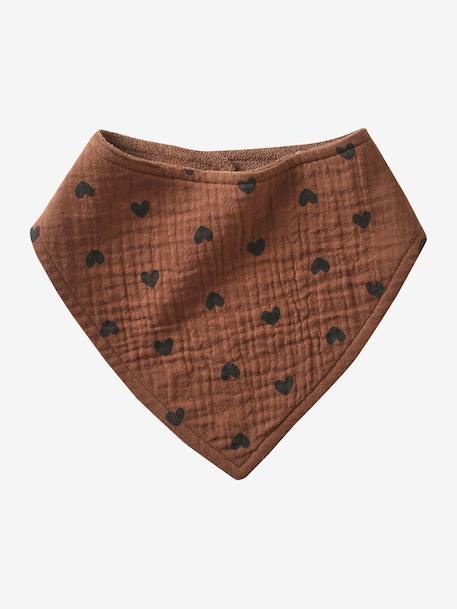 Set met 3 slabbetjes van katoengaas beige, bedrukt+ecru+grijsblauw+lichtroze+saliegroen+set groene panda+set vos+touw+veel beige+WIT - vertbaudet enfant 
