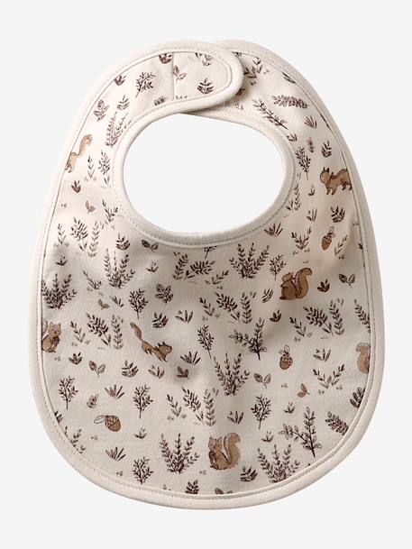 Set van 7 babyslabbetjes beige, bedrukt+blauwgroen+Egel+jungle wit+lichtroze+touw - vertbaudet enfant 