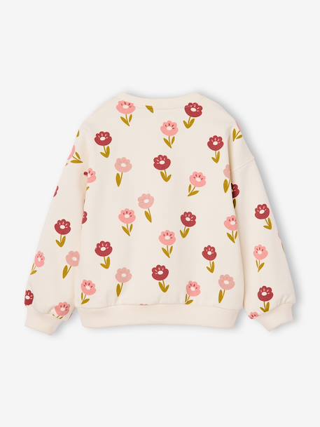 Meisjessweater met ronde hals ecru+ivoor+lichtroze+taupe - vertbaudet enfant 