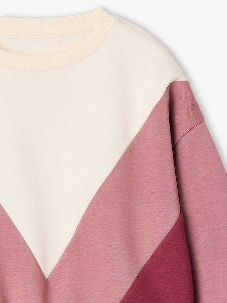 Sweater met colourblock voor meisjes oudroze - vertbaudet enfant 