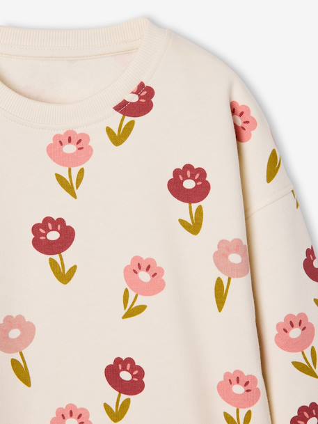 Meisjessweater met ronde hals ecru+ivoor+lichtroze+taupe - vertbaudet enfant 