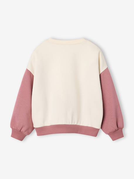 Sweater met colourblock voor meisjes oudroze - vertbaudet enfant 