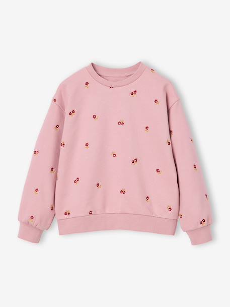 Meisjessweater met lange mouwen ecru+lichtroze - vertbaudet enfant 